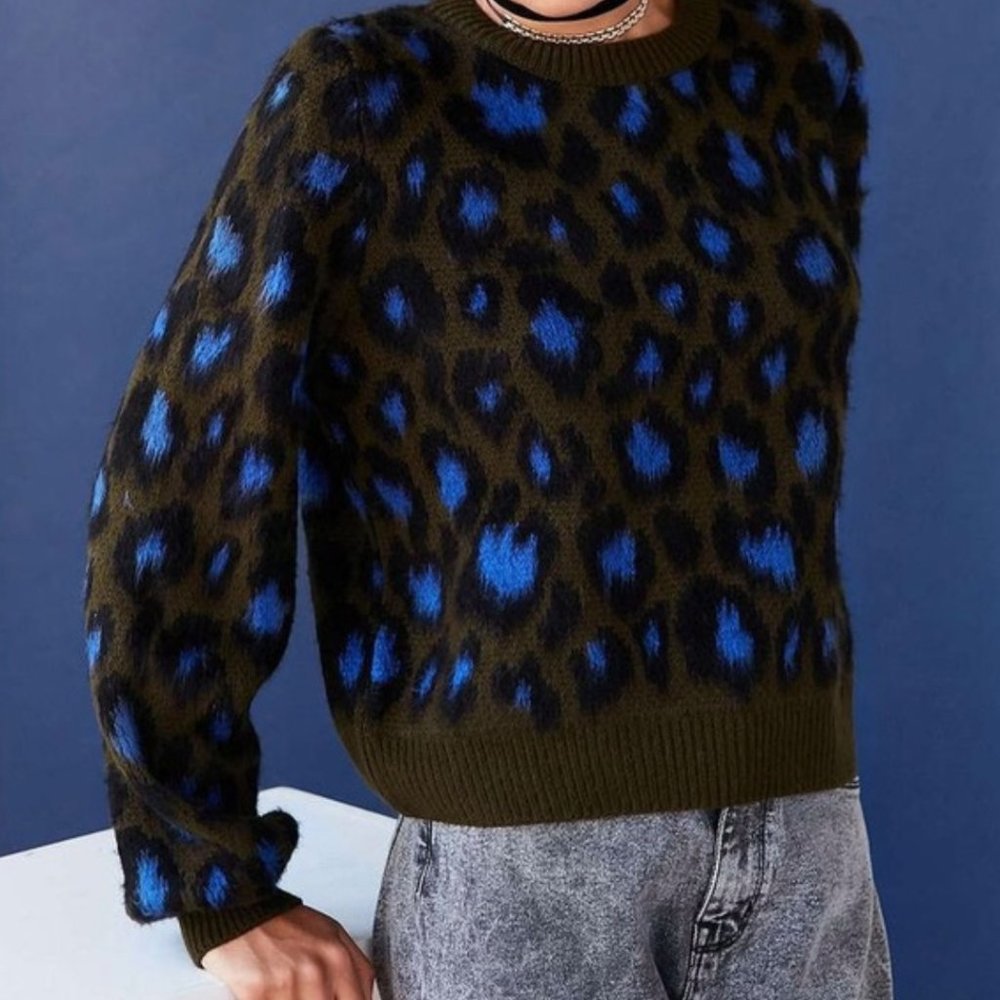 Ecote Leopard Print Sweater - Size XS